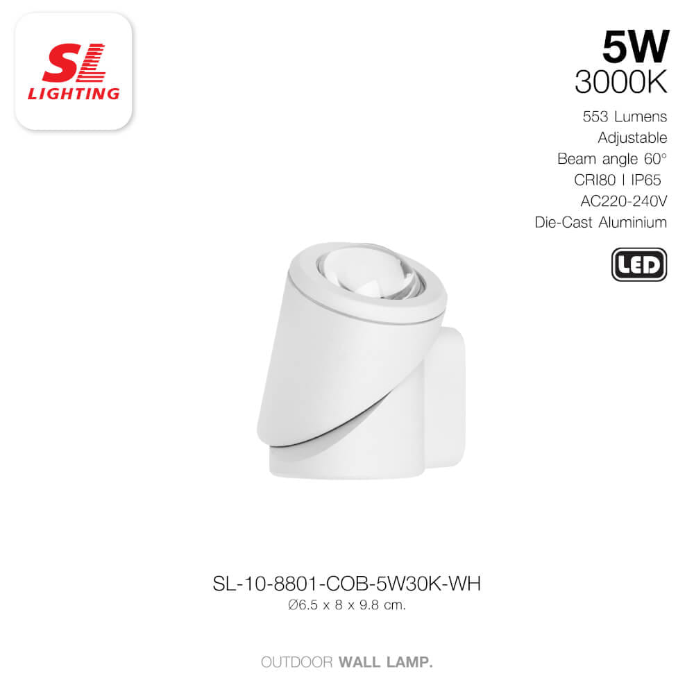 ไฟผนังภายนอก LED SL LIGHTING 8801 5 วัตต์ WARM WHITE สีขาว