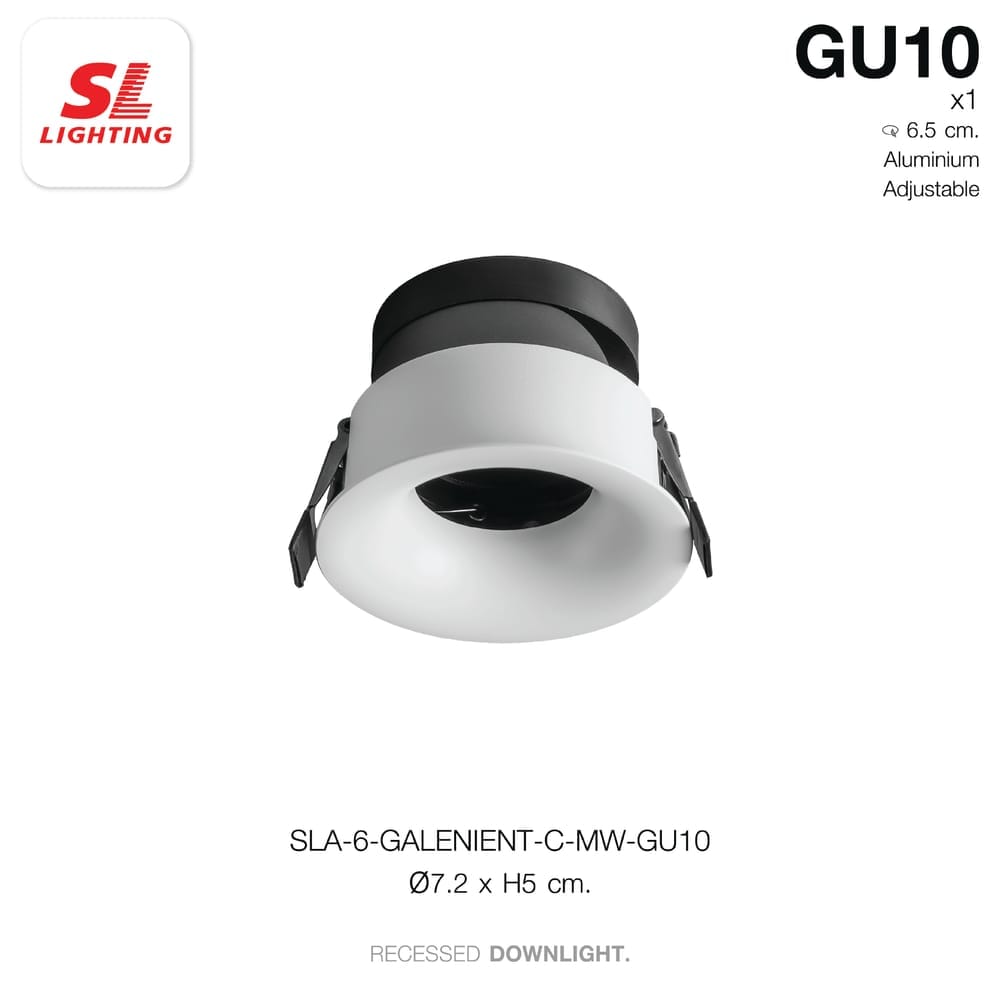 ดาวน์ไลท์ SL LIGHTING GALENIENT MR16 GU10 ทรงกลม สีขาว (หน้ามน)