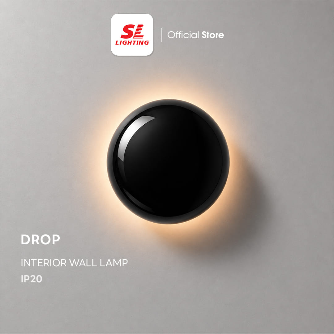 โคมไฟติดผนัง LED SL LIGHTING DROP 5 วัตต์ WARM WHITE สีดำ