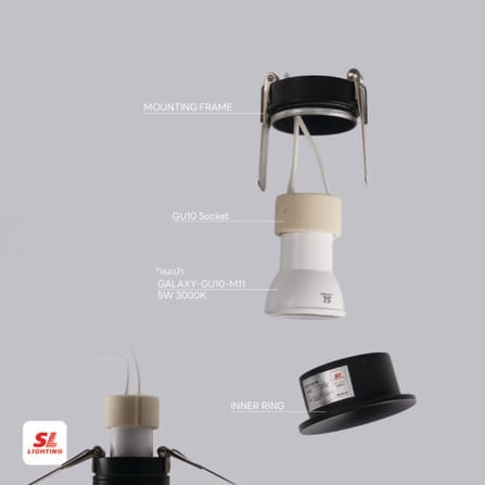 ดาวน์ไลท์ SL LIGHTING 511 MR11 GU10 ทรงกลม สีดำ_2