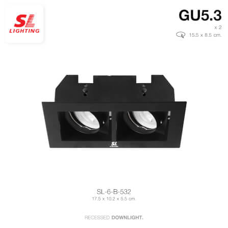 ดาวน์ไลท์ SL LIGHTING 532 ทรงสี่เหลี่ยม สีดำ_3