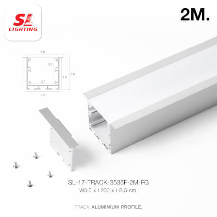 รางไฟเส้นอะลูมิเนียม SL LIGHTING 3535 2 เมตร สีเทา (แบบฝังหนา)_3