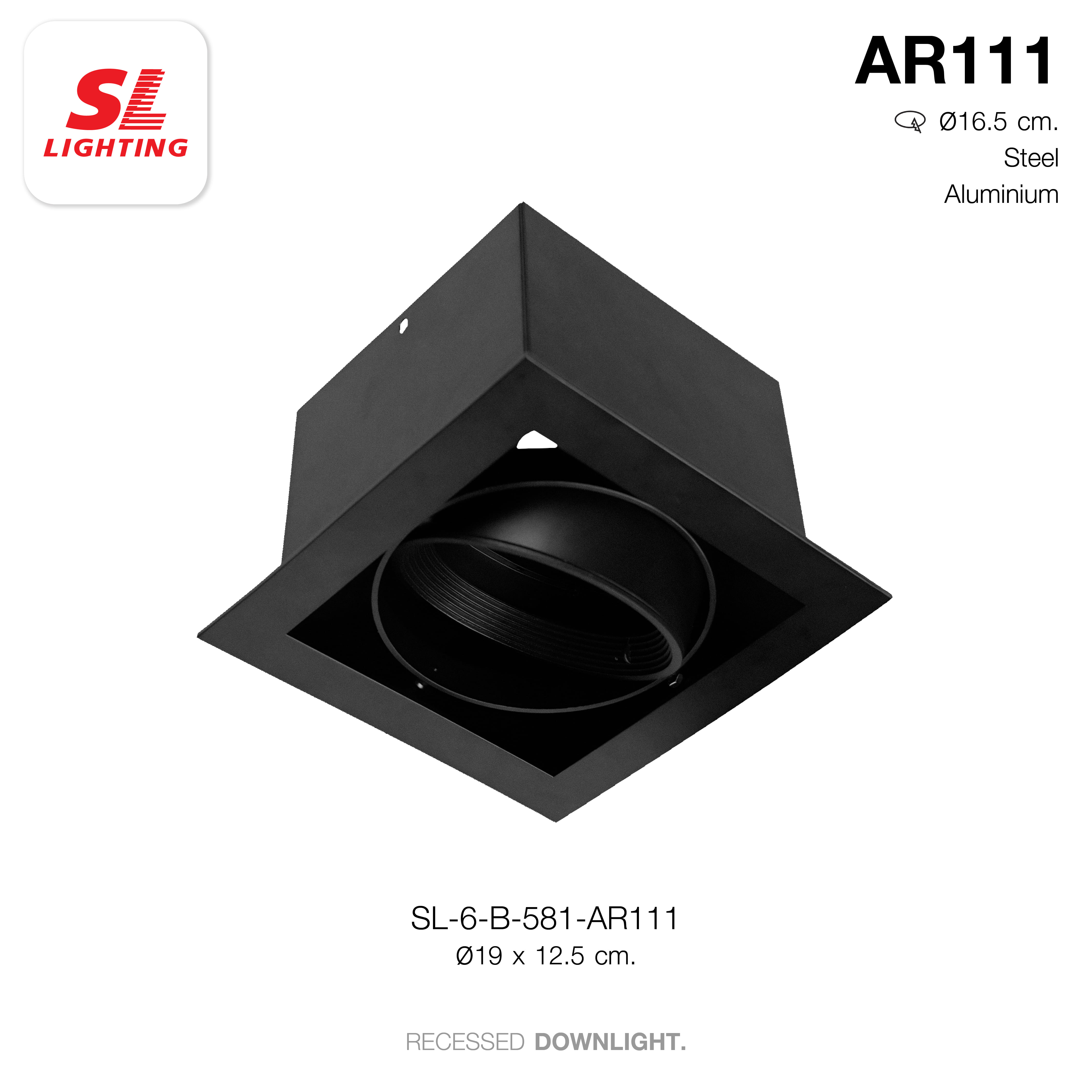 ดาวน์ไลท์ SL LIGHTING 581 AR111 7.5 นิ้ว ทรงสี่เหลี่ยม สีดำ_4