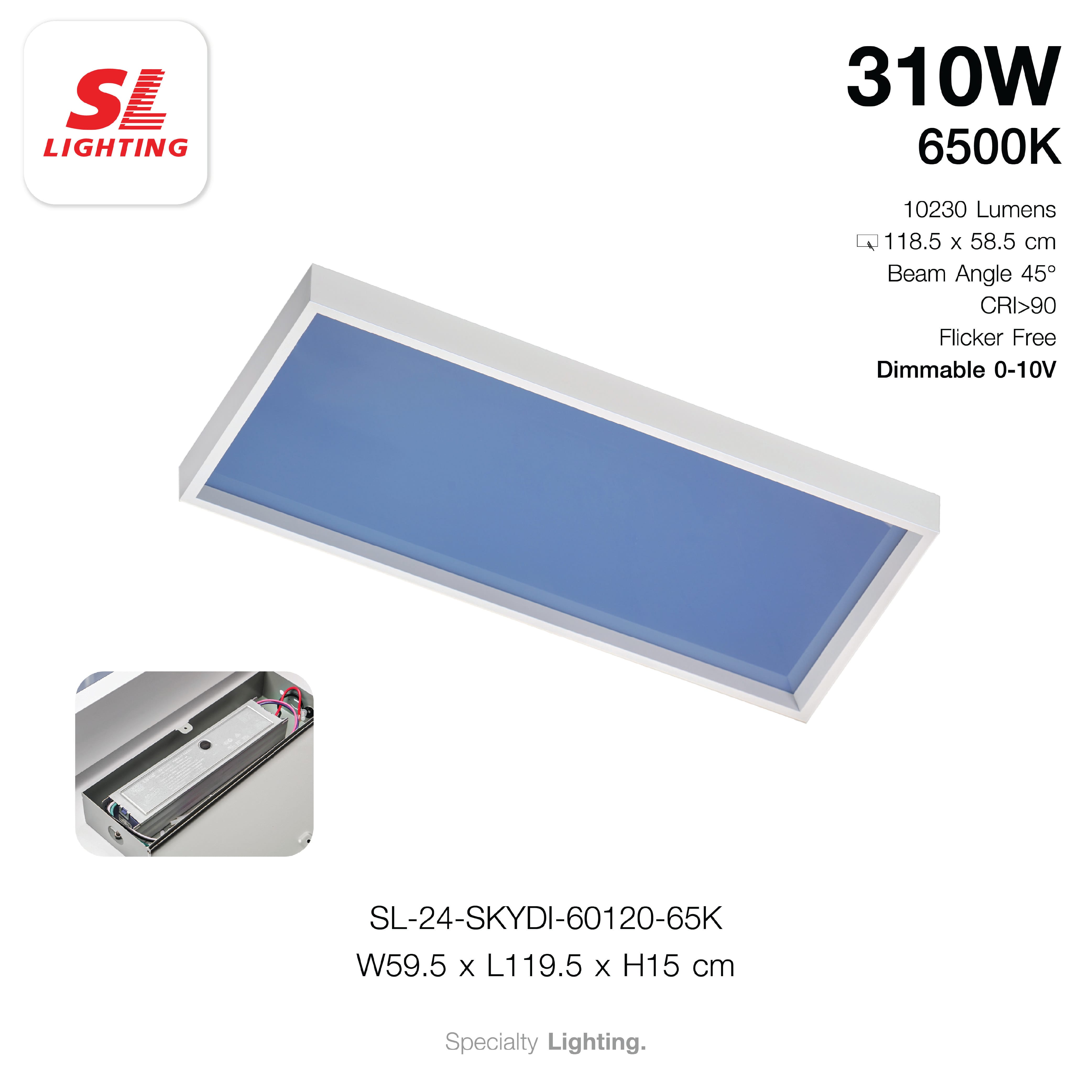 โคมไฟฝังเพดานเสมือนท้องฟ้าจริง SL LIGHTING SKYDI 60x120 ซม. 310W DAY LIGHT สีขาว