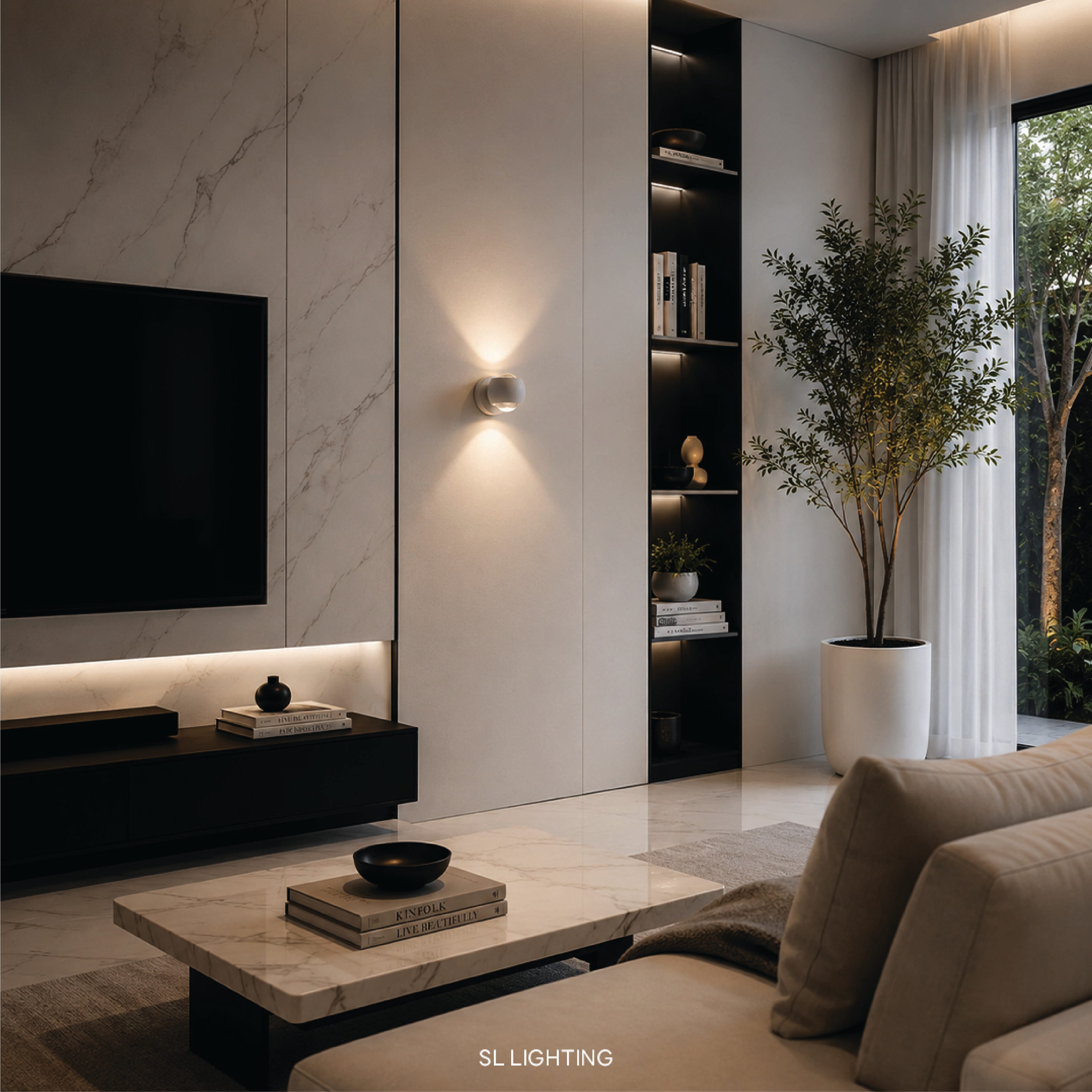 โคมไฟติดผนัง LED SL LIGHTING BOLA 6 วัตต์ WARM WHITE สีดำ_3