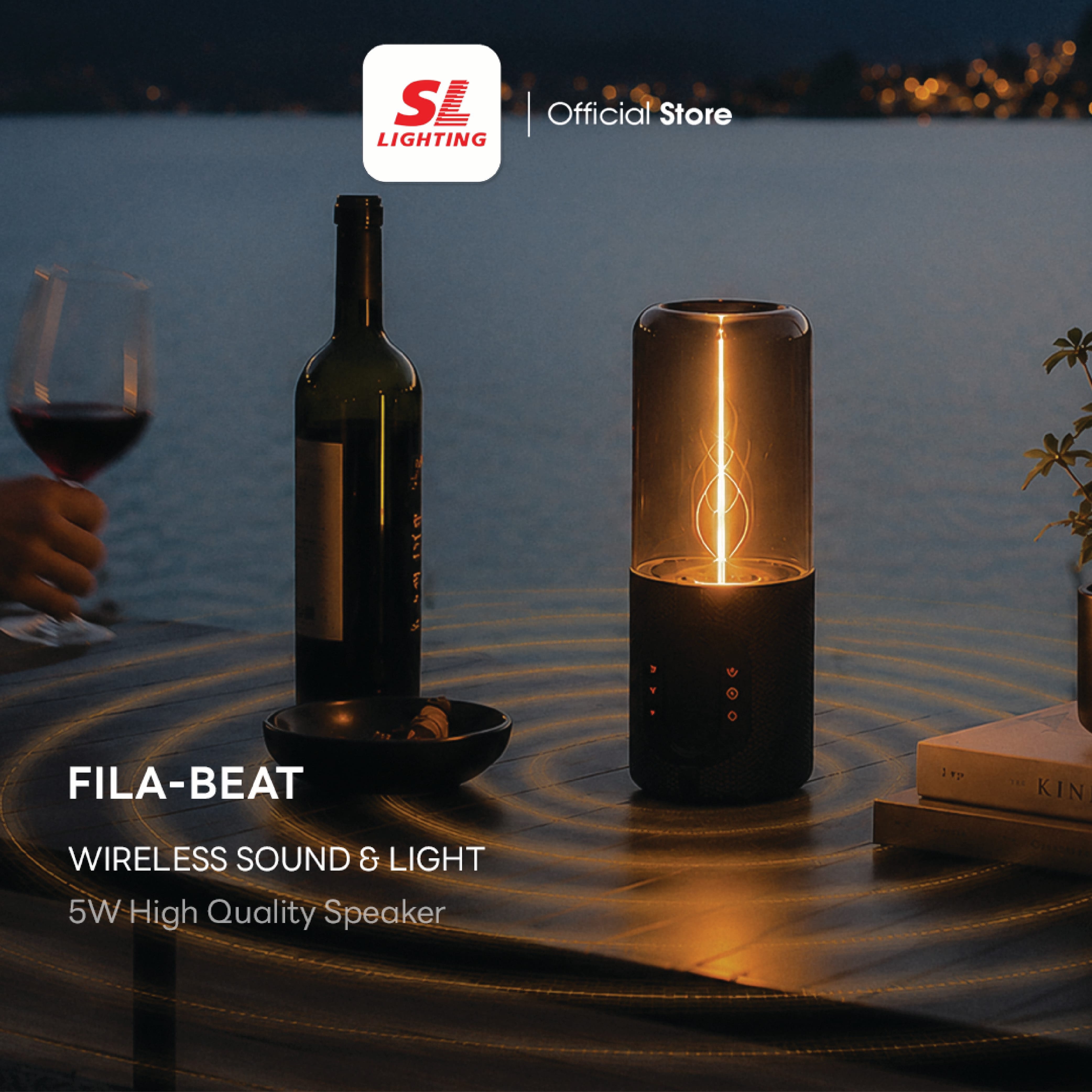 ลำโพงบลูทูธพร้อมโคมไฟแคมป์ปิ้งพกพา SL LIGHTING รุ่น FILA-BEAT WARM WHITE_6