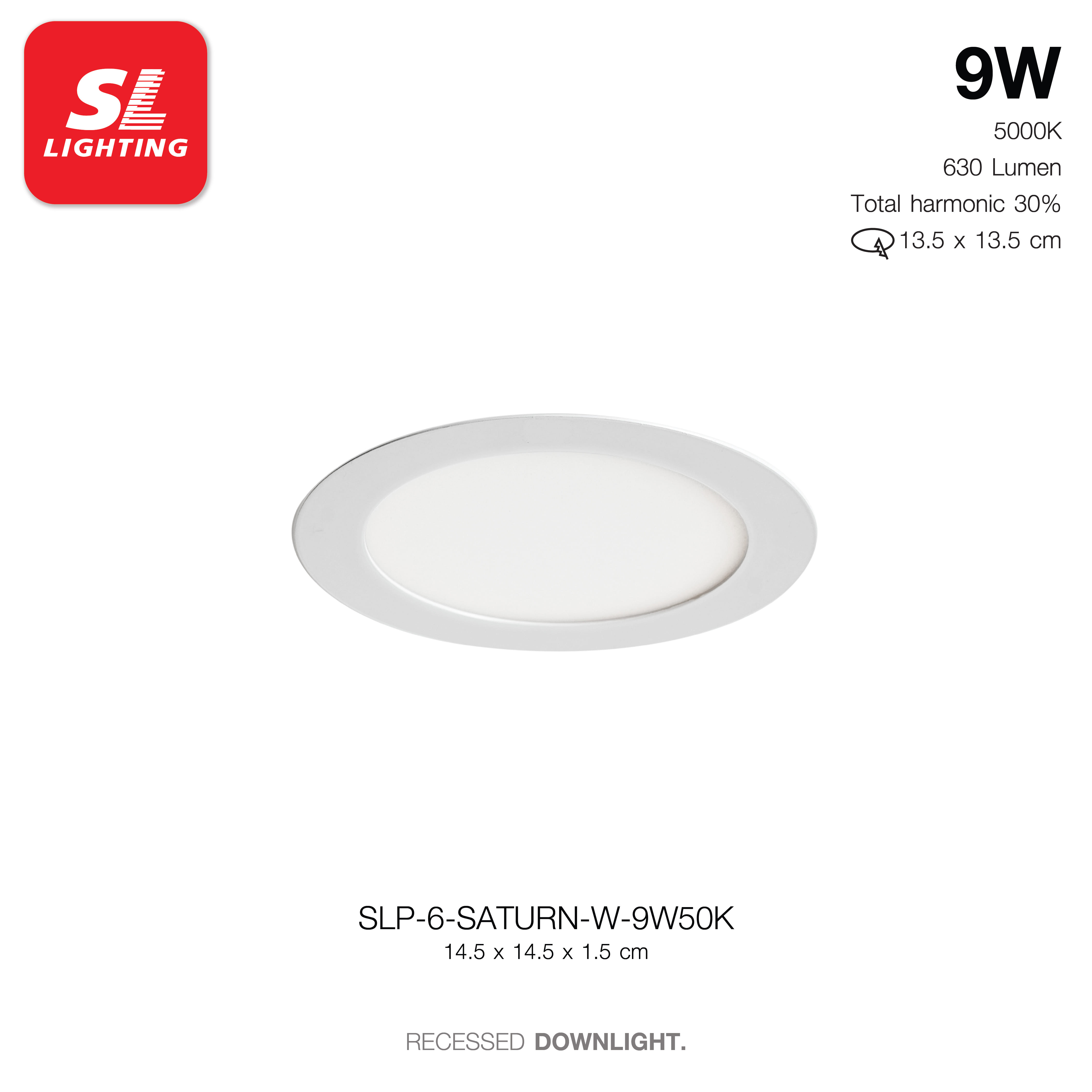 ดาวน์ไลท์ LED SL LIGHTING SATURN กลม 9 วัตต์ PURE WHITE สีขาว_5