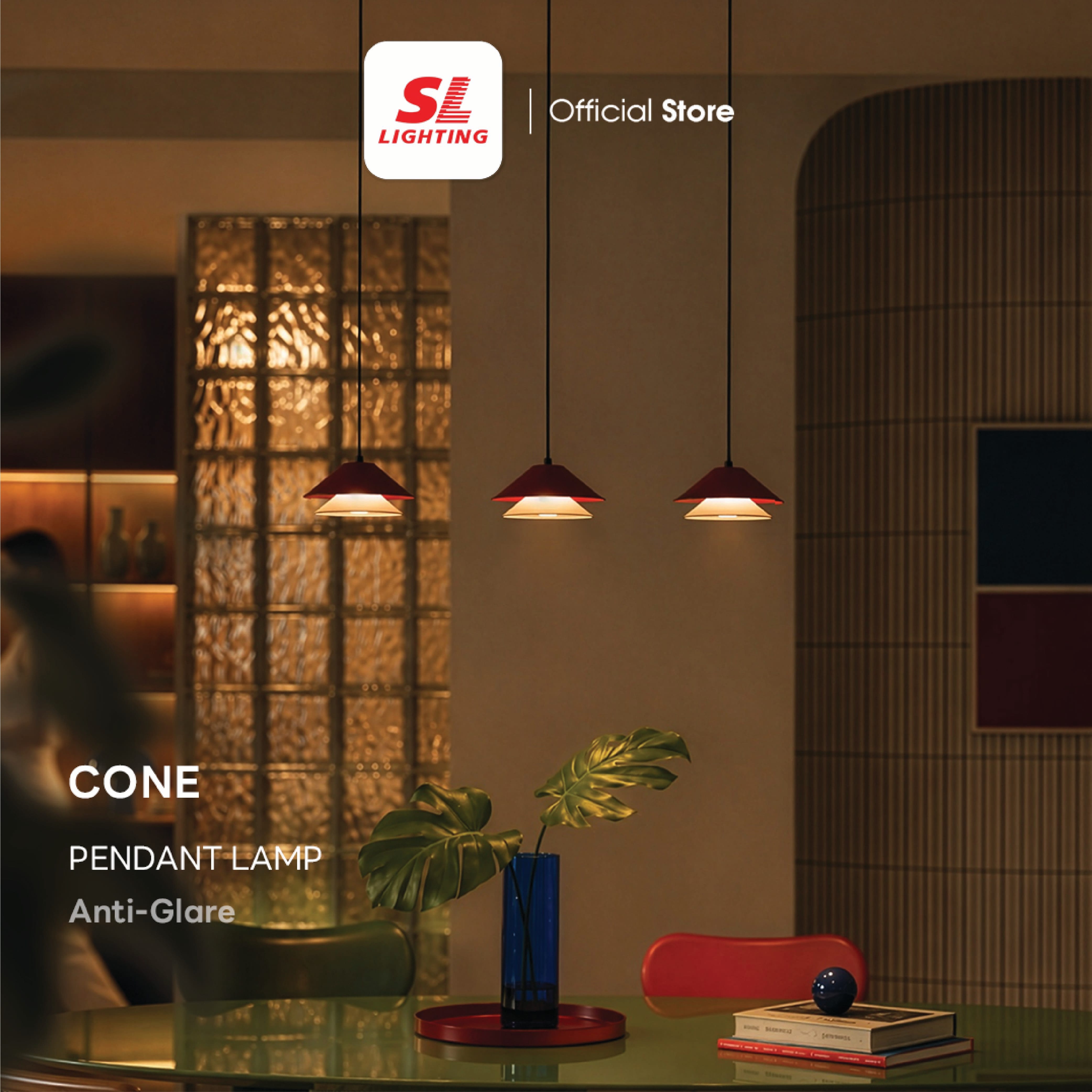 ไฟห้อยเดี่ยว LED SL LIGHTING รุ่น CONE 5 วัตต์ WARM WHITE  สีเบจ/แดง_7