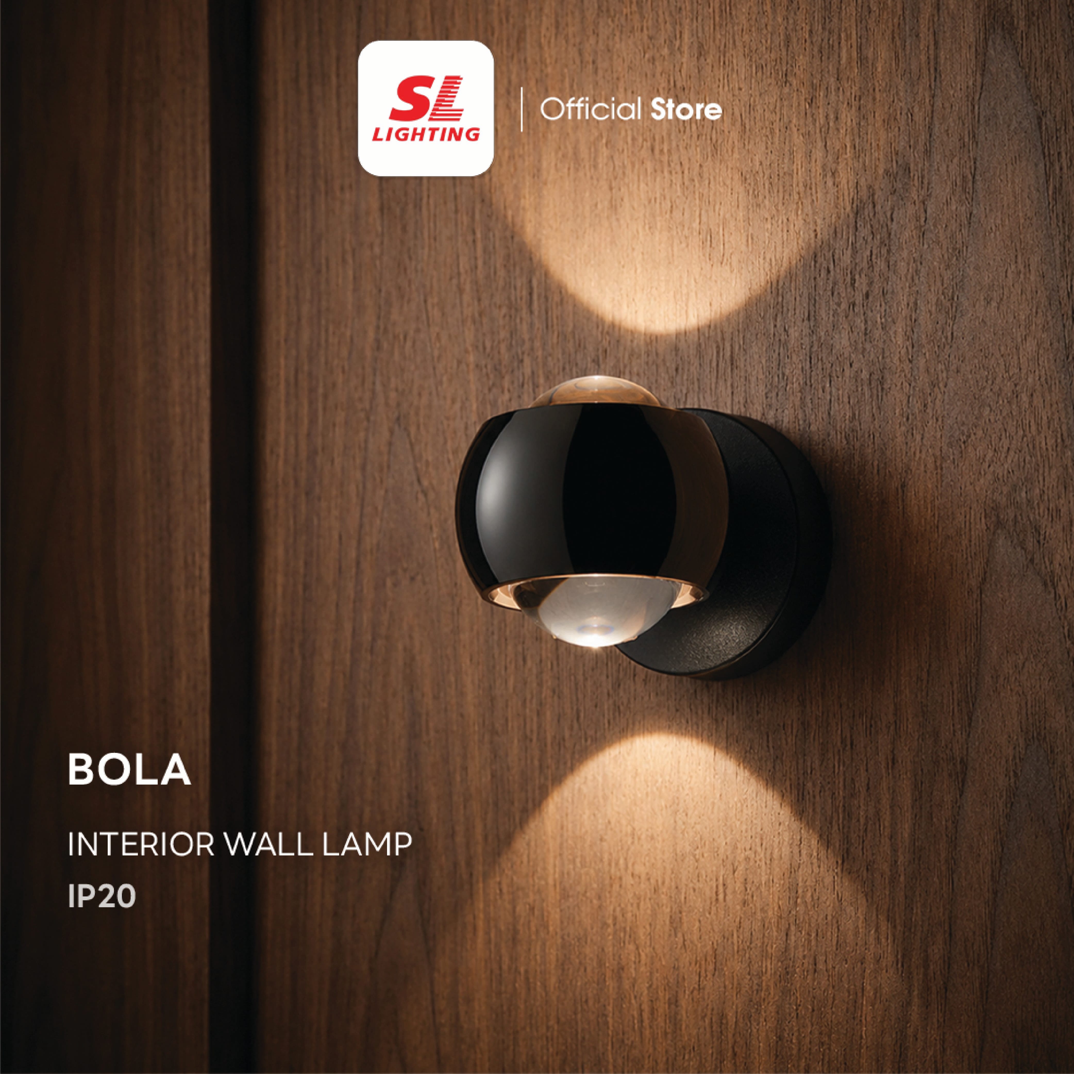 โคมไฟติดผนัง LED SL LIGHTING BOLA 6 วัตต์ WARM WHITE สีดำ_8