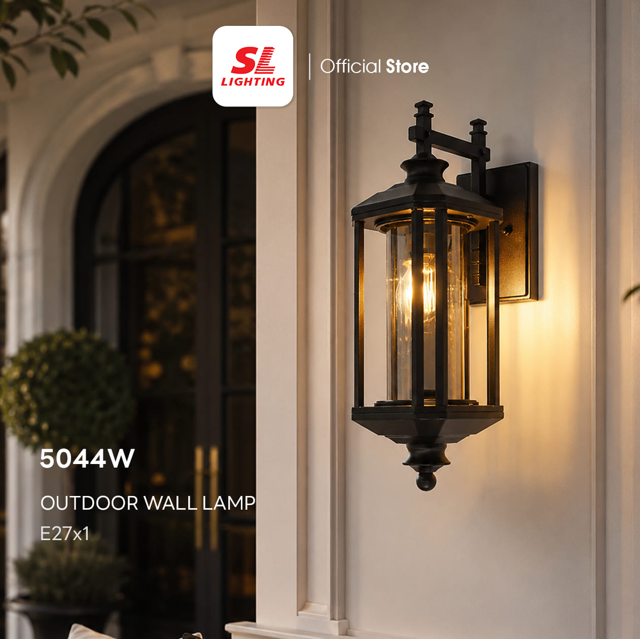 ไฟผนังภายนอก SL LIGHTING 5044W E27 สีดำ ใหญ่_5