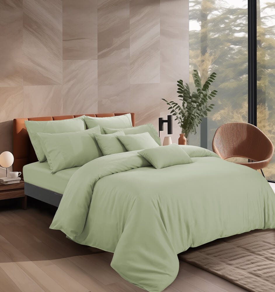 ชุดผ้าปูที่นอน 6 ฟุต 5 ชิ้น AKEMI รุ่น COLOUR RADIANT 9557108579262 สี WILLOW GREEN (ไม่รวมผ้านวม)