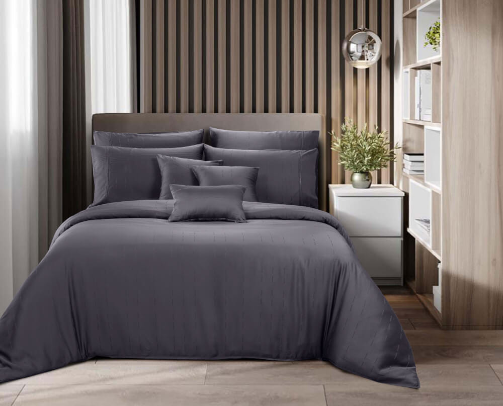 ชุดผ้าปูที่นอน 6 ฟุต 5 ชิ้น AKEMI  รุ่น EARNEST DOBBY 9557108155725 สี WALLY GREY (ไม่รวมผ้านวม)_1