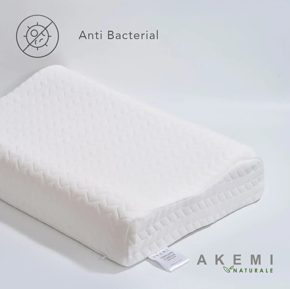 หมอนสุขภาพ ยางพารา AKEMI รุ่น NATURALE VENTILATED CONTOUR 9557108107687 ขนาด 60 X40 CM + 10/12 CM สีขาว