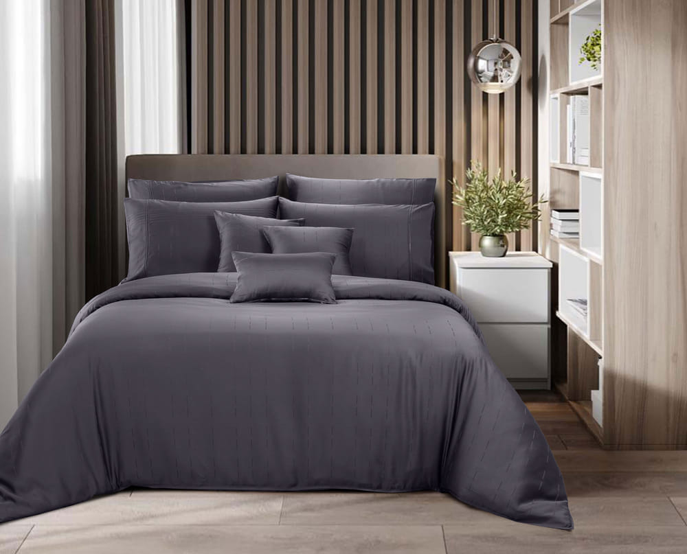 ชุดผ้าปูที่นอน 6 ฟุต 5 ชิ้น AKEMI  รุ่น EARNEST DOBBY 9557108155725 สี WALLY GREY (ไม่รวมผ้านวม)