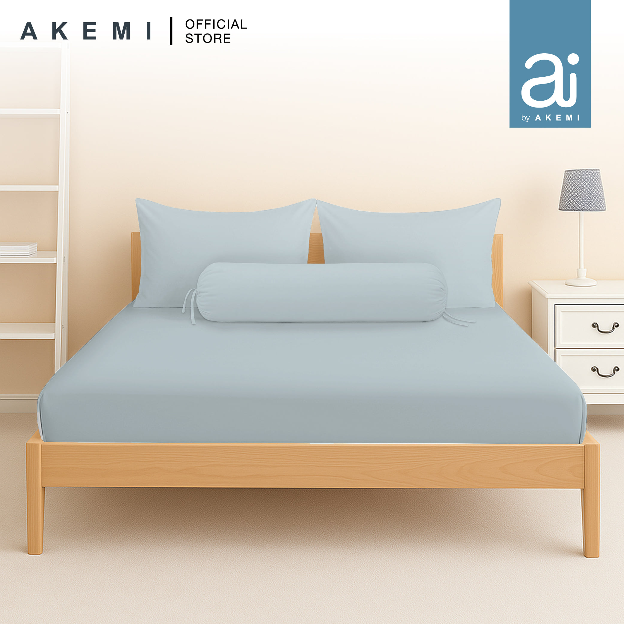 ชุดผ้าปูที่นอน 6 ฟุต 5 ชิ้น AI BY AKEMI COLOURJOY สี DEW BLUE (ไม่รวมนวม)_1