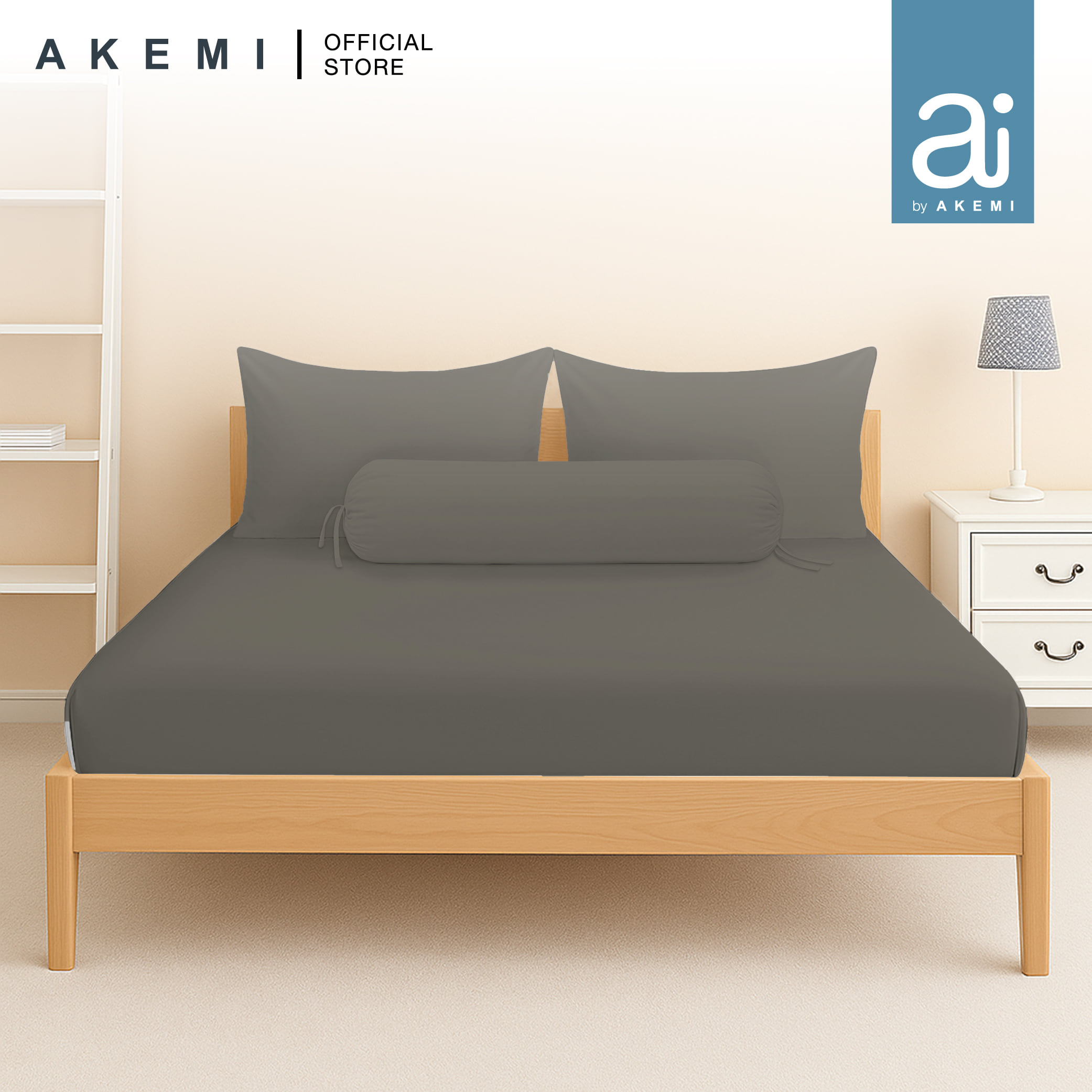 ชุดผ้าปูที่นอน 6 ฟุต 5 ชิ้น AI BY AKEMI COLOURJOY สี MOCHA GREY (ไม่รวมนวม)_1