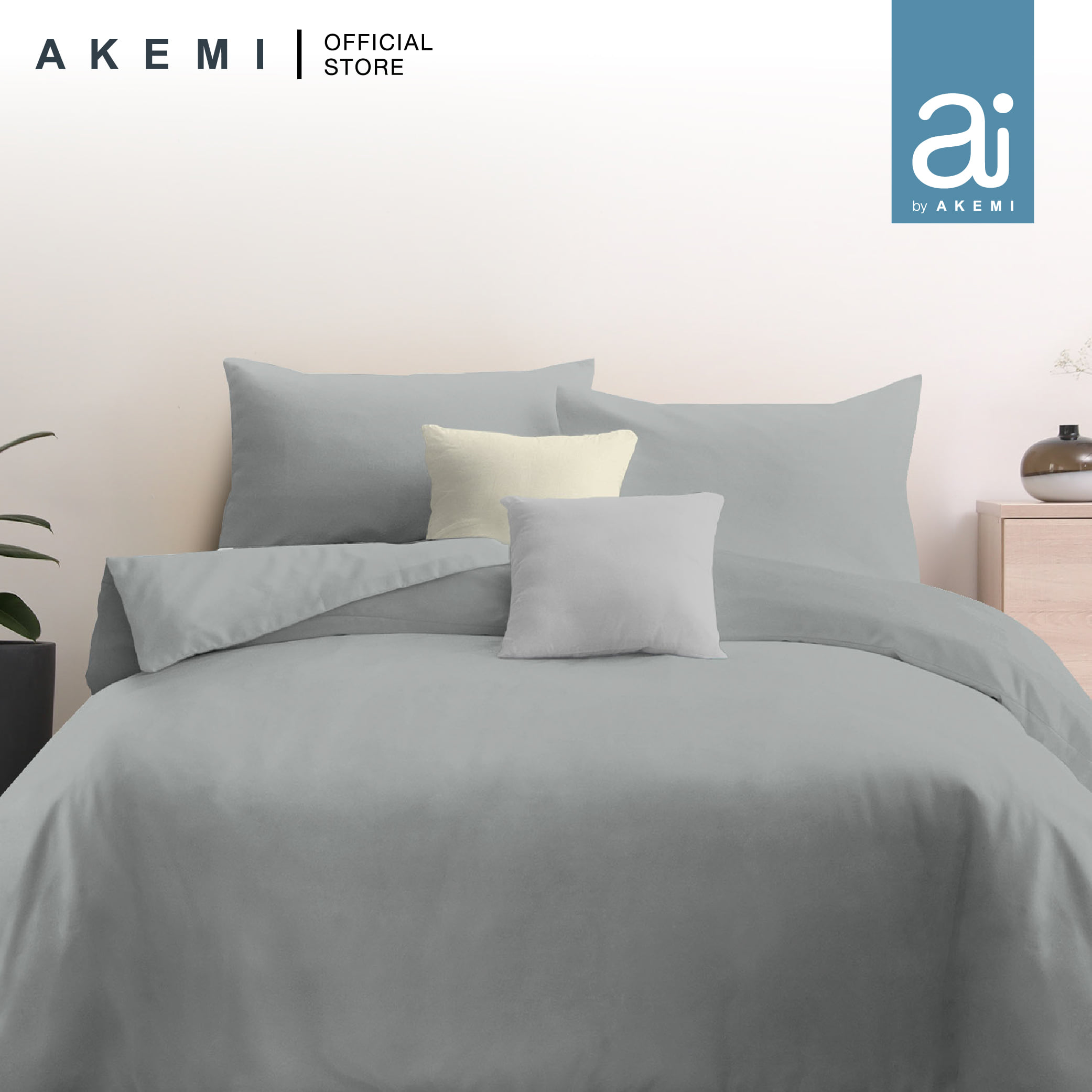ชุดผ้าปูที่นอน 6 ฟุต 5 ชิ้น AI BY AKEMI COLOURJOY สี PRISM GREY (ไม่รวมนวม)_3