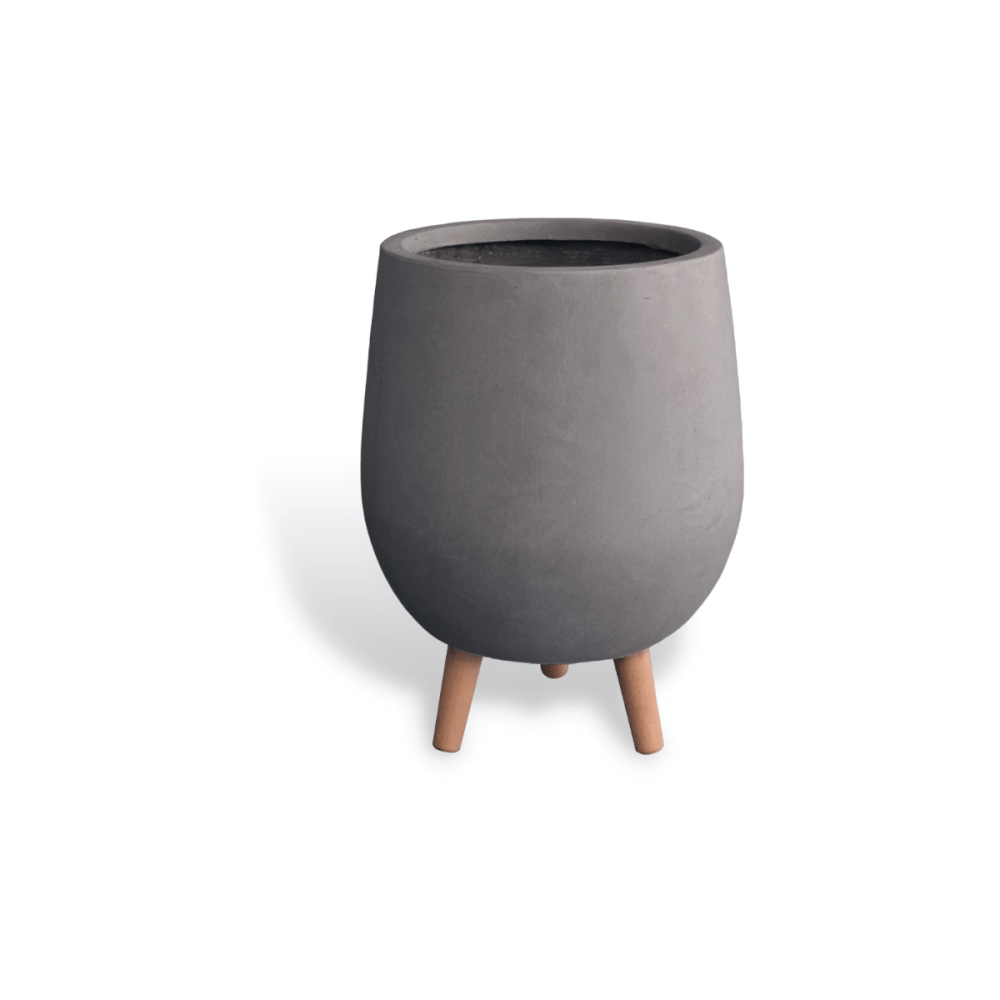 กระถางไฟเบอร์ซีเมนต์พร้อมขาไม้ ARTGARDEN & DECOR PFCL-0030BG DIA 32*32*44 CM. สีเทา_0