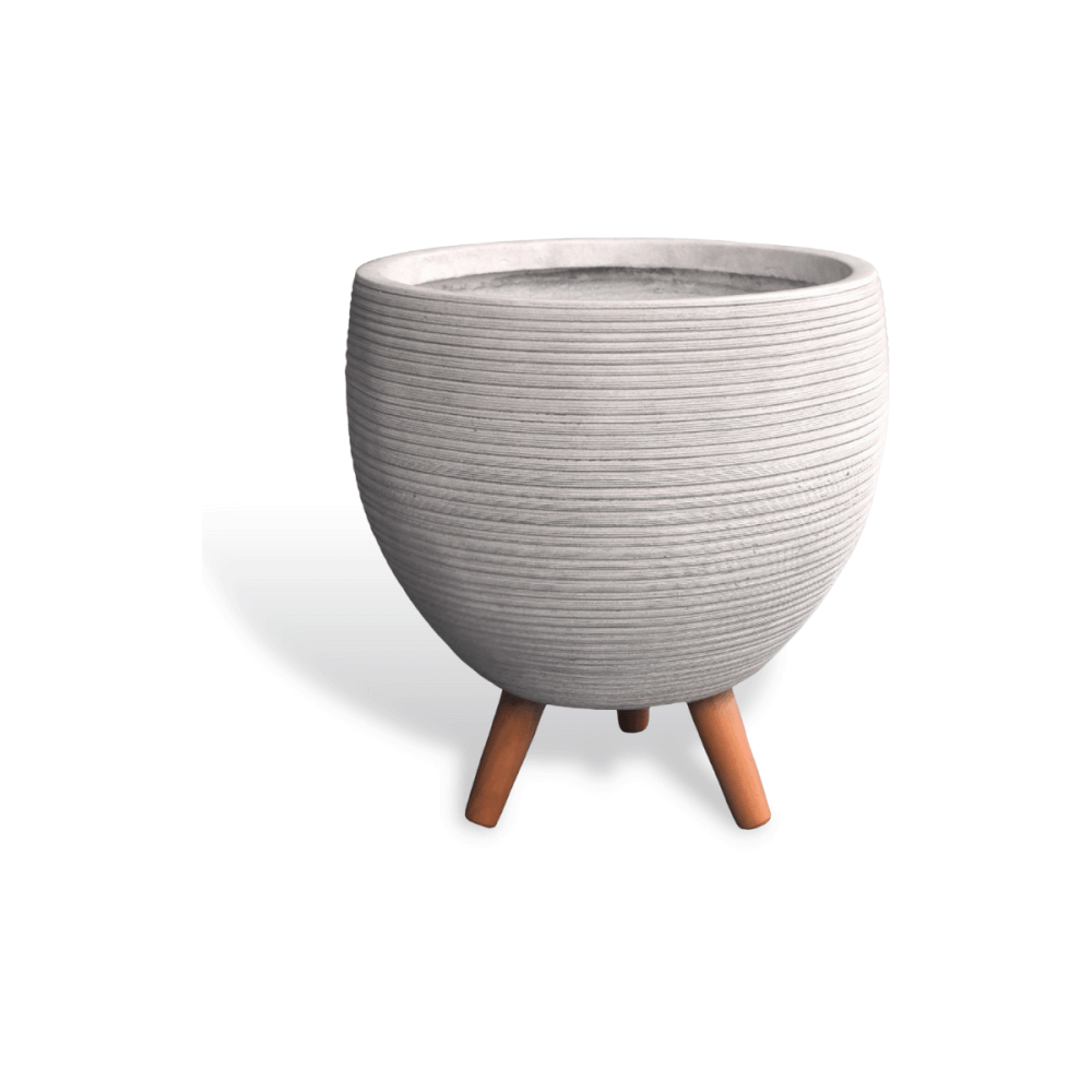 กระถางไฟเบอร์ซีเมนต์พร้อมขาไม้ ARTGARDEN & DECOR PFCL-0035AW DIA 37*37*41 CM. สีขาว