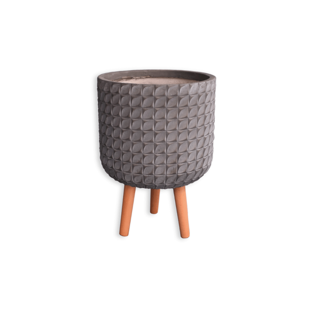 กระถางไฟเบอร์ซีเมนต์พร้อมขาไม้ ARTGARDEN & DECOR PFCL-0041BG DIA 31*31*44 CM. สีเทา_0