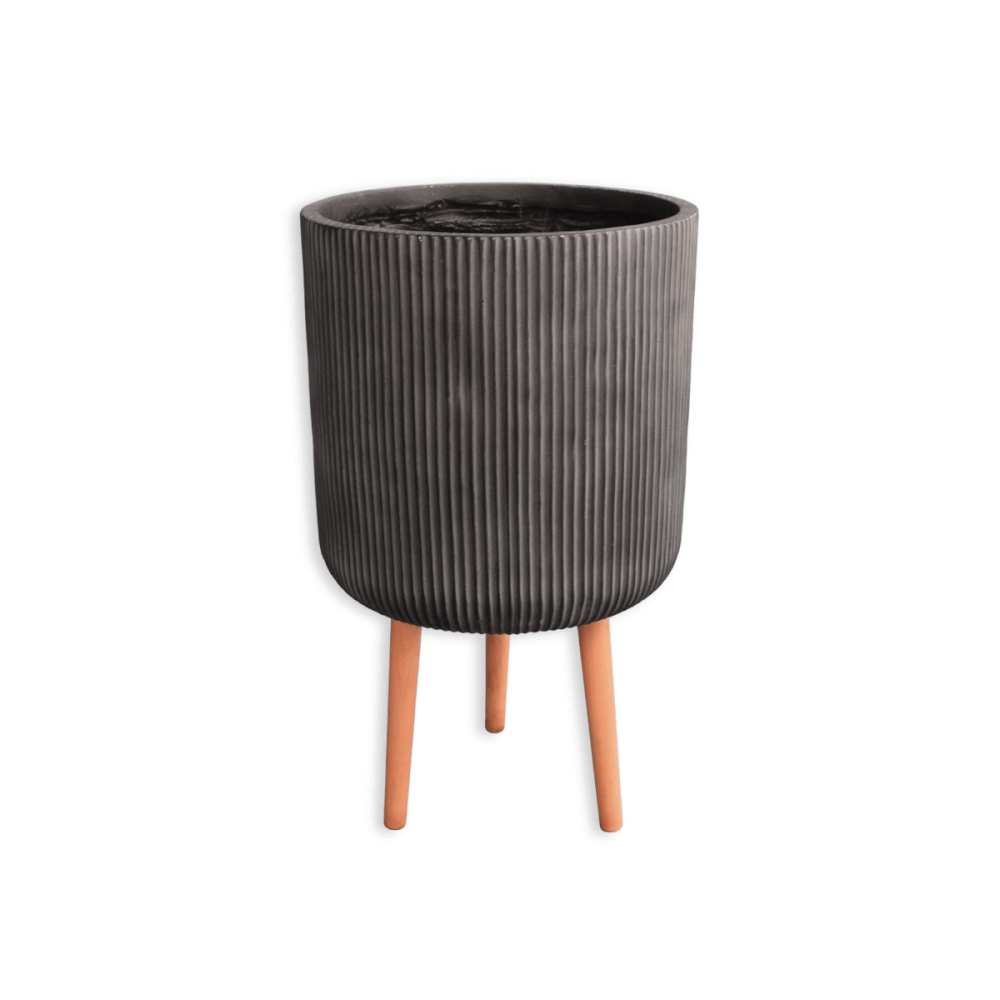 กระถางไฟเบอร์ซีเมนต์พร้อมขาไม้ ARTGARDEN & DECOR PFCL-0042AB DIA 37*37*64 CM. สีดำ