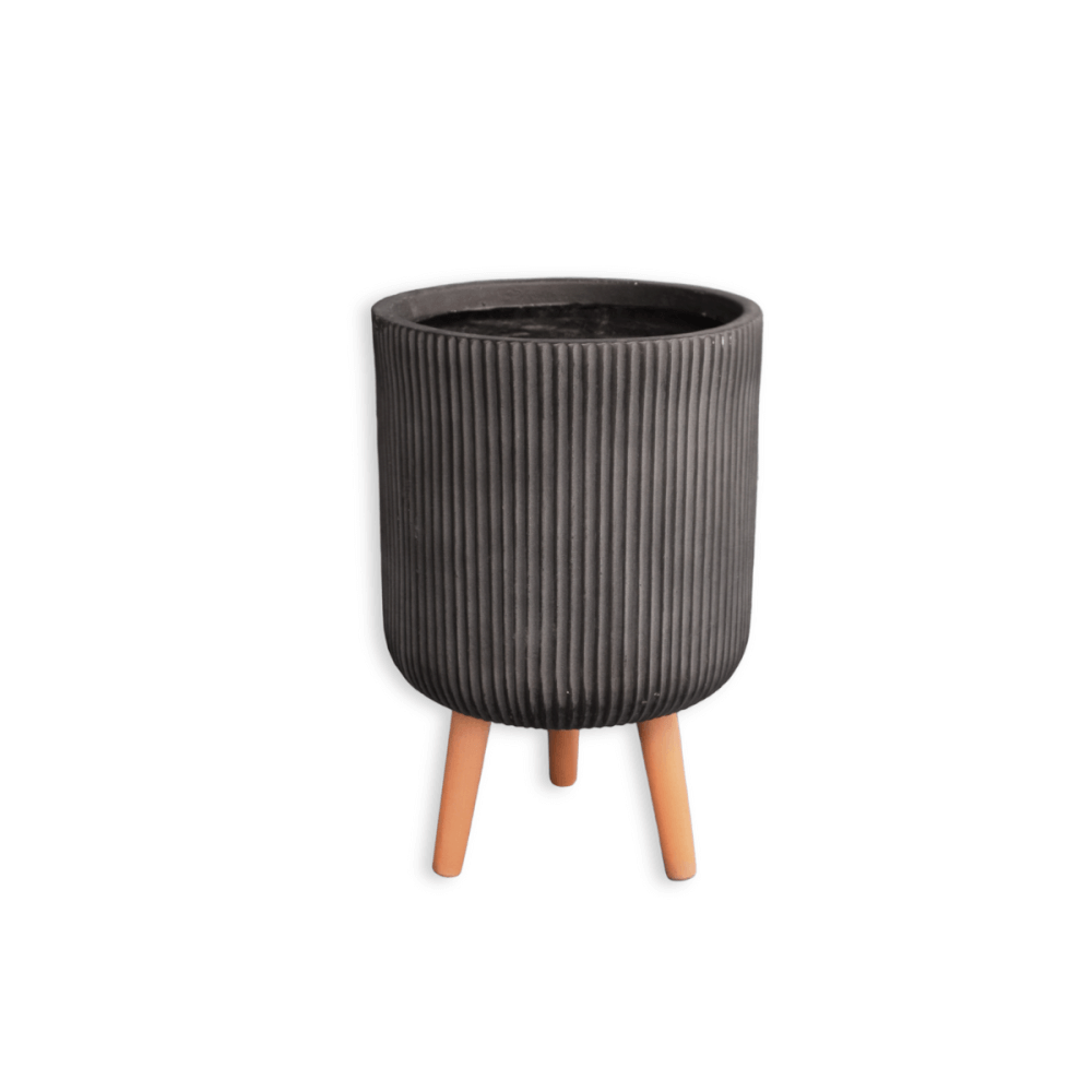 กระถางไฟเบอร์ซีเมนต์พร้อมขาไม้ ARTGARDEN & DECOR PFCL-0042BB DIA 30.5*30.5*46 CM. สีดำ
