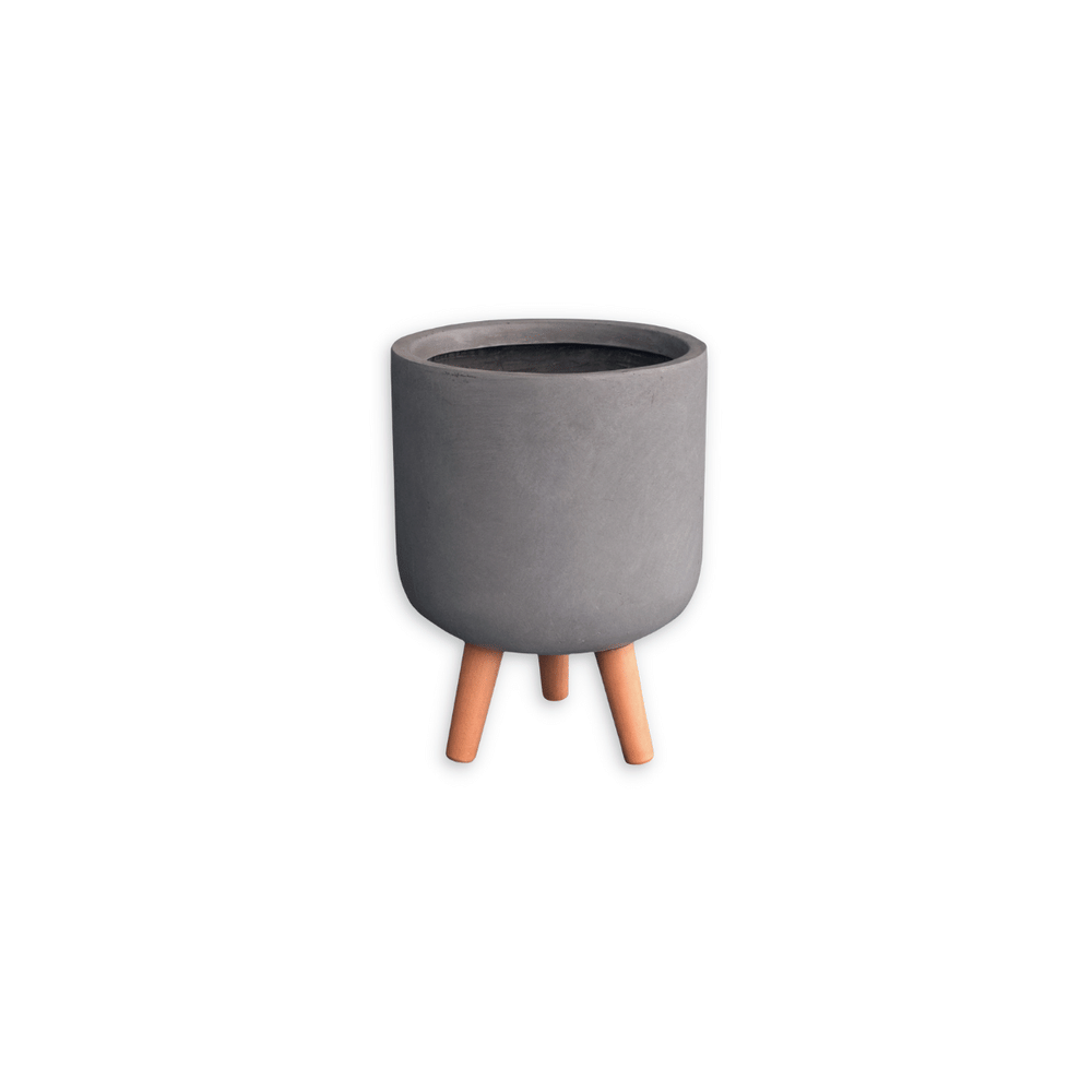 กระถางไฟเบอร์ซีเมนต์พร้อมขาไม้ ARTGARDEN & DECOR PFCL-0029DGR DIA 25*25*34 CM. สีเทา