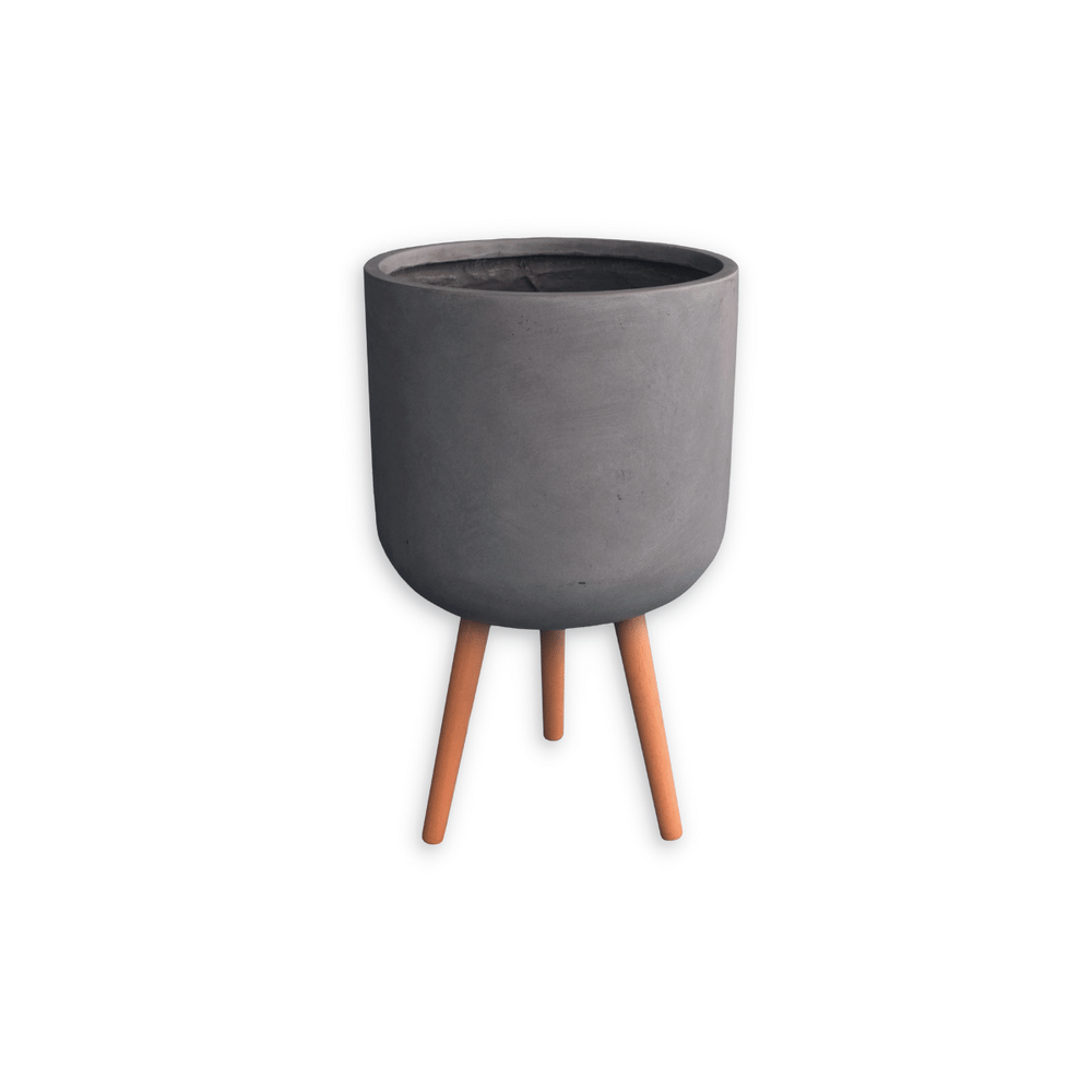 กระถางไฟเบอร์ซีเมนต์พร้อมขาไม้ ARTGARDEN & DECOR PFCL-0029BGR DIA 37*37*61 CM. สีเทา
