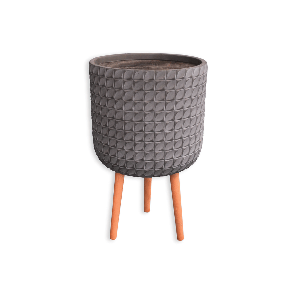 กระถางไฟเบอร์ซีเมนต์พร้อมขาไม้ ARTGARDEN & DECOR PFCL-0041AG DIA 37*37*62 CM. สีเทา