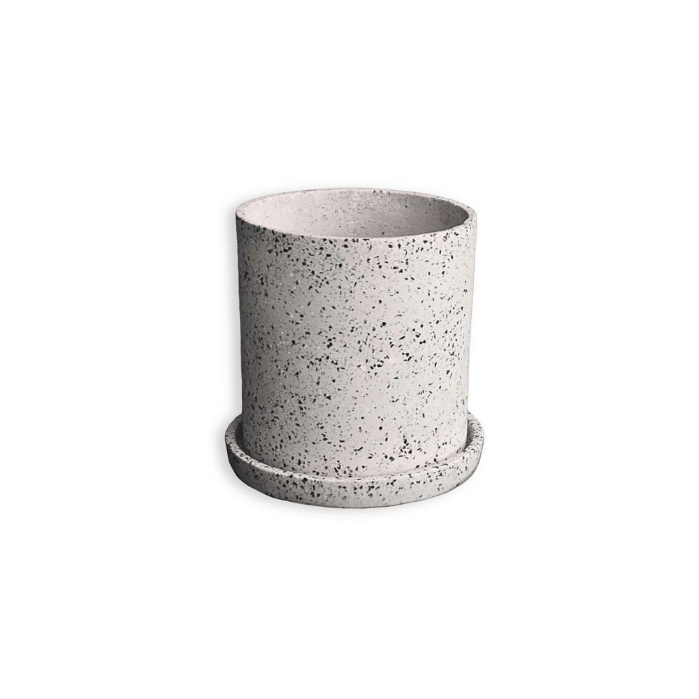 กระถางไฟเบอร์ซีเมนต์ ARTGARDEN & DECOR PFT-0002BTW DIA 16*16*16 CM. สีหินขัดขาว