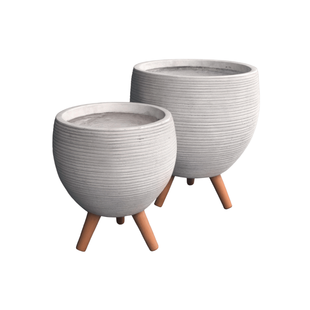 กระถางไฟเบอร์ซีเมนต์พร้อมขาไม้ ARTGARDEN & DECOR PFCL-0035AW DIA 37*37*41 CM. สีขาว_1