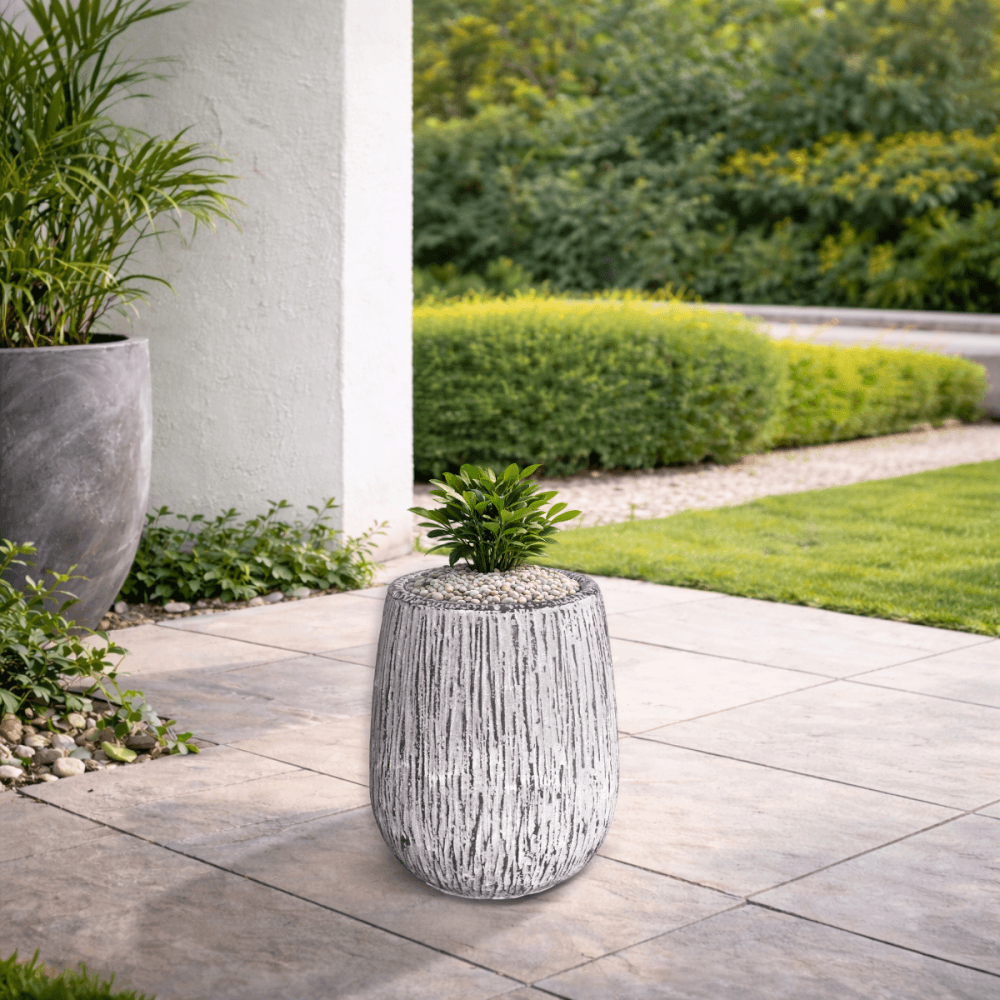 กระถางไฟเบอร์ซีเมนต์ ARTGARDEN & DECOR PFC-0053AZ DIA 26*26*40 CM. สีขาว