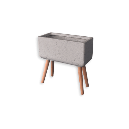 กระถางไฟเบอร์ซีเมนต์พร้อมขาไม้ ARTGARDEN & DECOR PFCL-0031BTG DIA 18*40*42 CM. สีหินขัดเทา_0