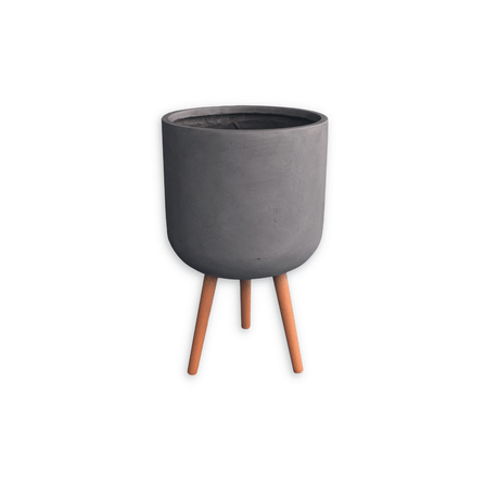กระถางไฟเบอร์ซีเมนต์พร้อมขาไม้ ARTGARDEN & DECOR PFCL-0029BGR DIA 37*37*61 CM. สีเทา