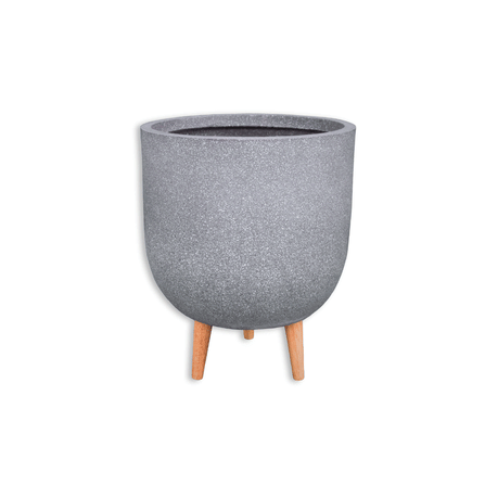 กระถางไฟเบอร์ซีเมนต์พร้อมขาไม้ ARTGARDEN & DECOR PFCL-0012ATG DIA 37*37*45 CM. สีหินขัดเทา_0