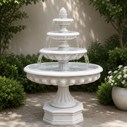 น้ำพุ ARTGARDEN & DECOR NEW LOTUS 150 CM.,สีปูนเปลือย_2