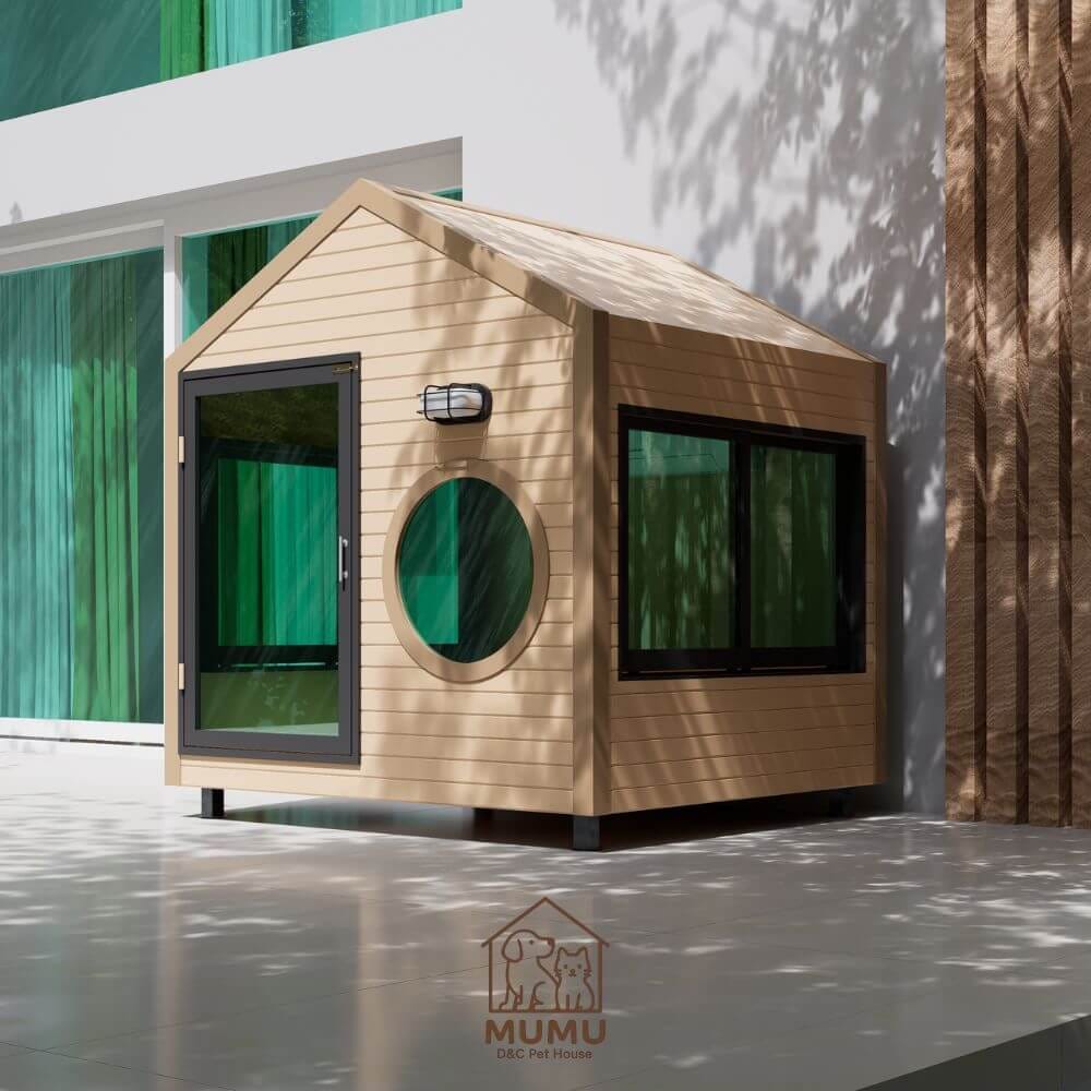 บ้านสัตว์เลี้ยง MUMU D&C PET HOUSE รุ่น  PET HAVEN ขนาด 150X150X120 ซม.สีน้ำตาล  แถมฟรี! พัดลม HATARI 16 นิ้ว_5