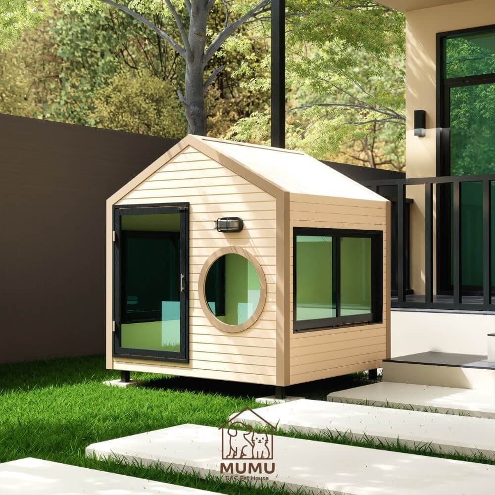 บ้านสัตว์เลี้ยง MUMU D&C PET HOUSE รุ่น  PET HAVEN ขนาด 150X150X120 ซม.สีน้ำตาล  แถมฟรี! พัดลม HATARI 16 นิ้ว_7