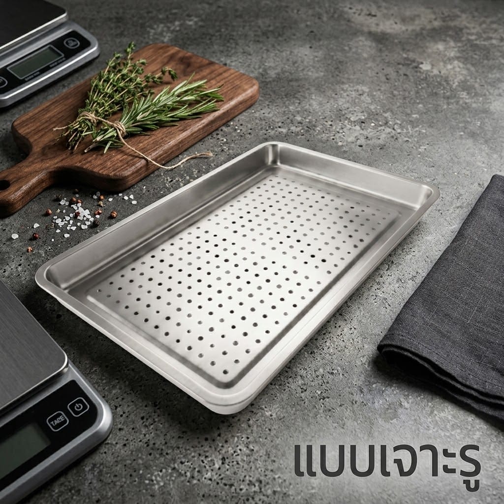 ถาดสแตนเลส เกรด 304 FOOD EQUIPMENT แบบเจาะรู ขนาด 40X60 ซม._1