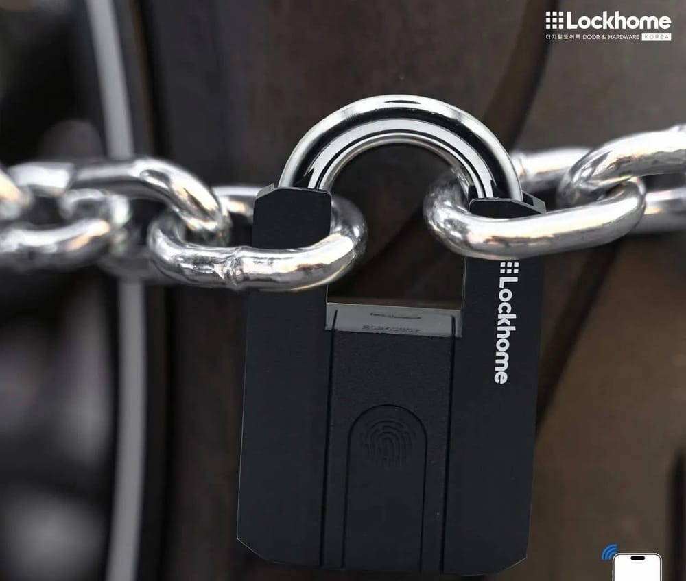 กุญแจคล้อง สแกนลายนิ้วมือ LOCKHOME รุ่น LH916  ปลดล็อกผ่านบลูทูธ สีดำ_4
