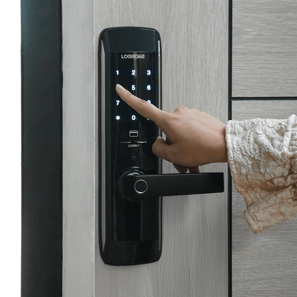 กลอนดิจิตอล LOCKHOME รุ่น MORTISE FG SERIES สีดำ ระบบสแกนนิ้ว ประตูบานผลัก สำหรับบ้านและออฟฟิศ