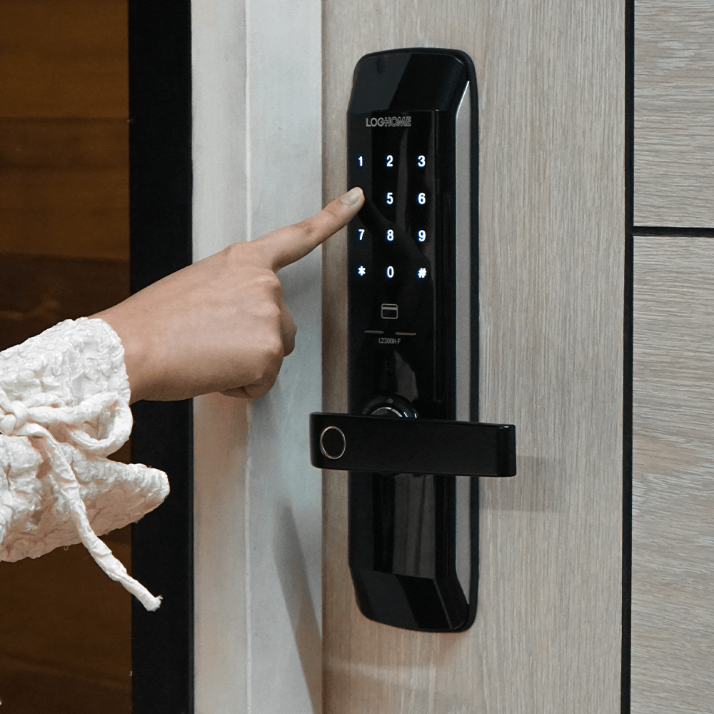 กลอนดิจิตอล LOCKHOME รุ่น MORTISE FG SERIES สีดำ ระบบสแกนนิ้ว ประตูบานผลัก สำหรับบ้านและออฟฟิศ