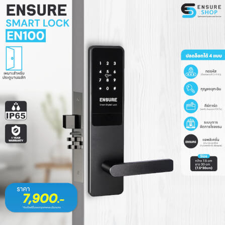 กลอนดิจิตอล ENSURE รุ่น EN100 สีดำ ประตูบานผลัก สำหรับโรงแรม_1