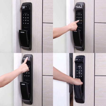 กลอนดิจิตอล LOCKHOME รุ่น FELICE สีน้ำตาล ประตูบานผลัก สำหรับบ้านและออฟฟิศ_3