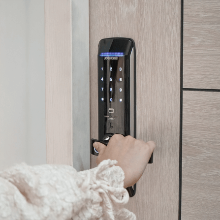 กลอนดิจิตอล LOCKHOME รุ่น MORTISE FG SERIES สีดำ ระบบสแกนนิ้ว ประตูบานผลัก สำหรับบ้านและออฟฟิศ_4