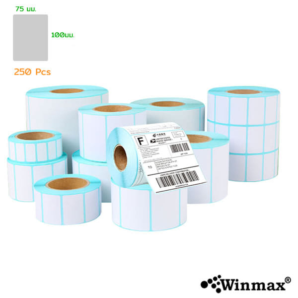กระดาษสติ๊กเกอร์ความร้อน WINMAX ST75100 ขนาด 75&times;100 MM แบบม้วน 250 PCS