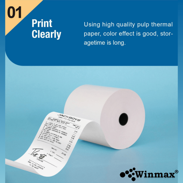 กระดาษความร้อน WINMAX P808 ขนาด 80*80 MM. 10 ม้วน