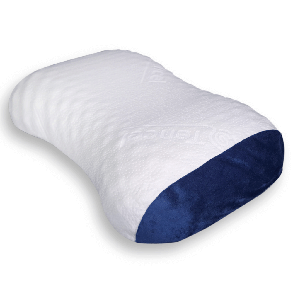 หมอนสุขภาพ ยางพารา ZLEEPO'CLOCK ทรงทุเรียน ขนาด58X38X11ซม สีขาว/น้ำเงิน_0