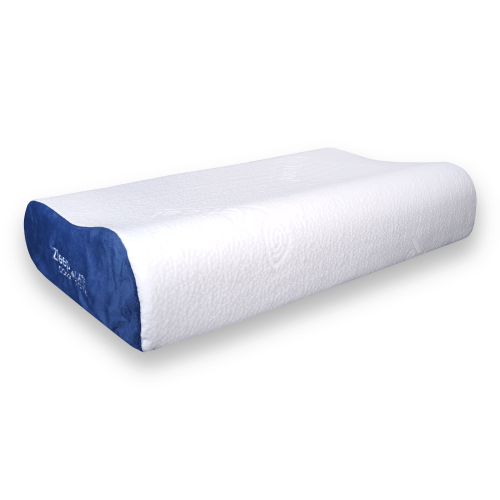 หมอนสุขภาพ ยางพารา ZLEEPO'CLOCK ทรงคอนทัวร์ ขนาด60X40X13ซม สีขาว/น้ำเงิน_1
