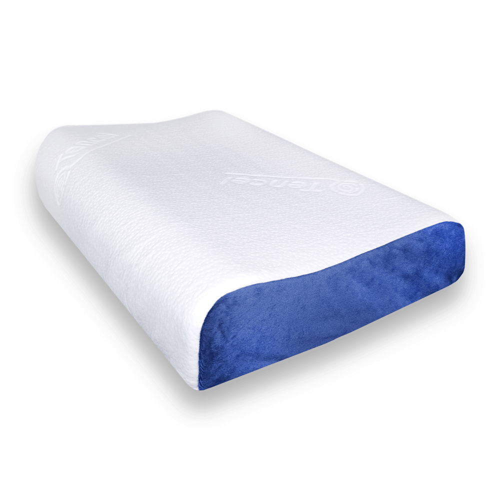 หมอนสุขภาพ ยางพารา ZLEEPO'CLOCK ทรงคอนทัวร์ ขนาด60X40X13ซม สีขาว/น้ำเงิน_2